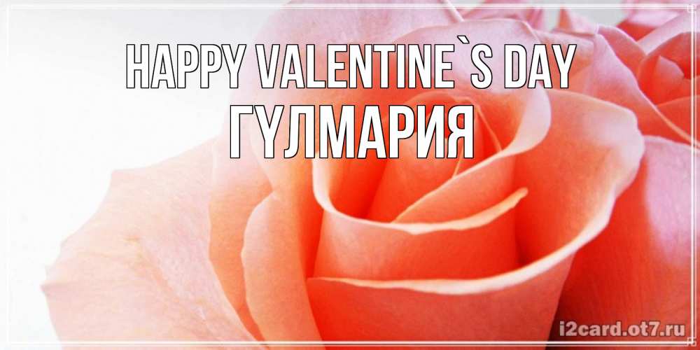 Greetings card с именем, ГҮЛМАРИЯ Happy Valentine`s Day открытка на день Святого Валентина с розовой розой Greetings with text for free download 